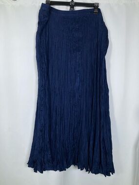 Project Piece! Silk 100% Diane Von Furstenberg Navy Elastic Waist Skirt Sz L